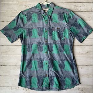 VANS Off The Wall Button Down Hawaiian Short Sleeve Shirt Mens Size L Pineapple